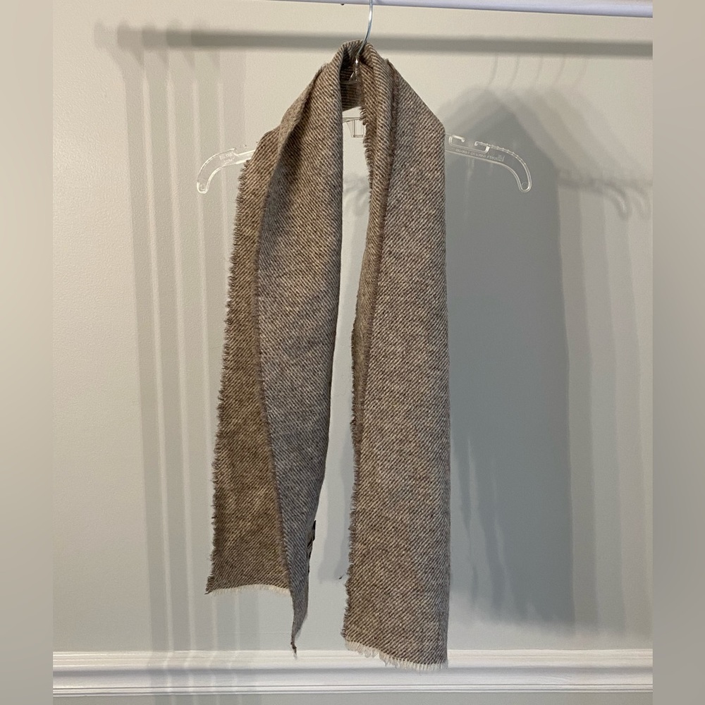 Ashcroft tweed natural undyed wool scarf neutral brown tan made in New Z…